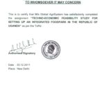 Certificate of Completion -Uganda Food Park